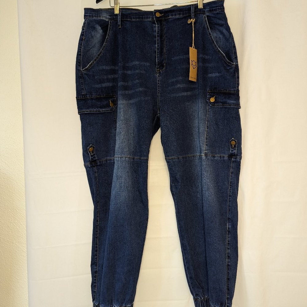 Blue Turtle Denim Joggers Women's Size 20